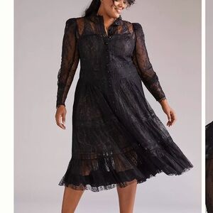 Byron Lars Black Long Sleeve Lace Dress